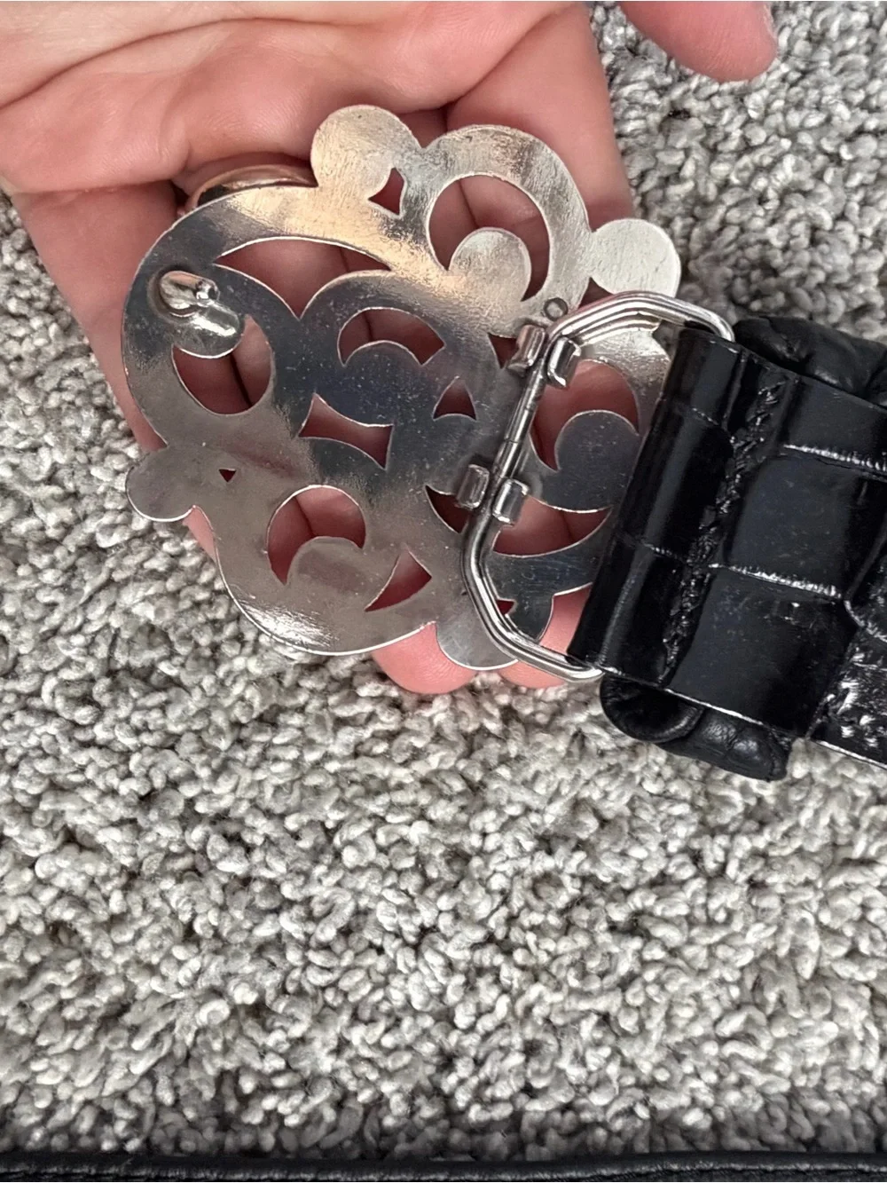 Brighton Leather Belt with Decorative Silver Buckle Sz 36